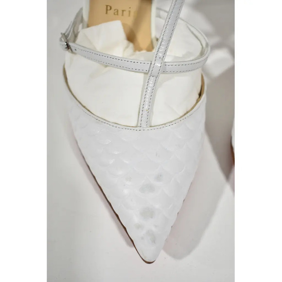 Christian Louboutin Kadreyana 100 White Leather Caged Ankle Strap Pump Heel 39.5 - Picture 7 of 12
